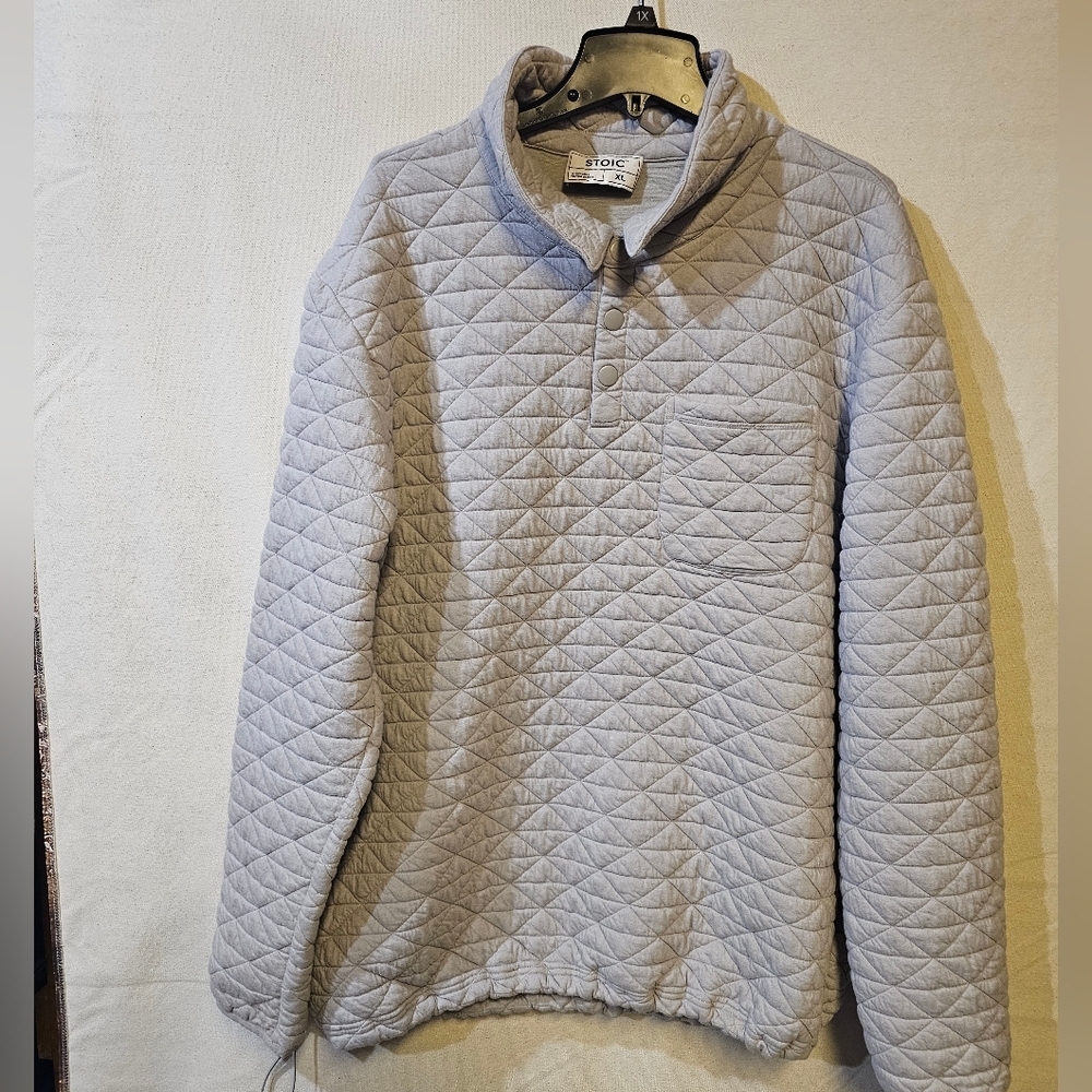 Stoic Gray Quilted Men's Sweatshirt